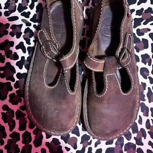 Brown Leather Women MJ’s Shoes